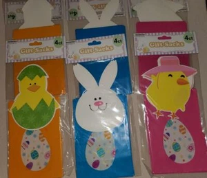 NEW 6 PACKS OF 4 SACKS EA = 24 EASTER GIFT TREAT BAGS BUNNY ASST 1 - Picture 1 of 1