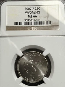 2007 D WYOMING QUARTER NGC MS66 SCIOPERO DEGLI AFFARI - Foto 1 di 2