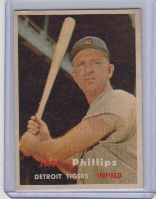 1957 Topps #307 JACK PHILLIPS   Detroit Tigers   EXMT+  TOUGH MID-SERIES  SP - Image 1 of 2