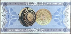 Billet 1 Bitcoin - One BITCOIN - BTC - Commémoratif cryptomonnaie - neuf - Foto 1 di 2