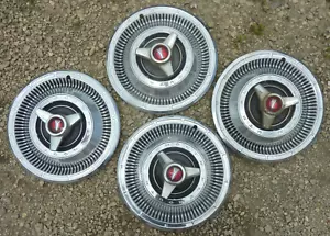 1966 66 Plymouth Belvedere Spinner 3 Bar 14" Wheel Cover Hubcups OEM Set Mopar - Picture 1 of 12