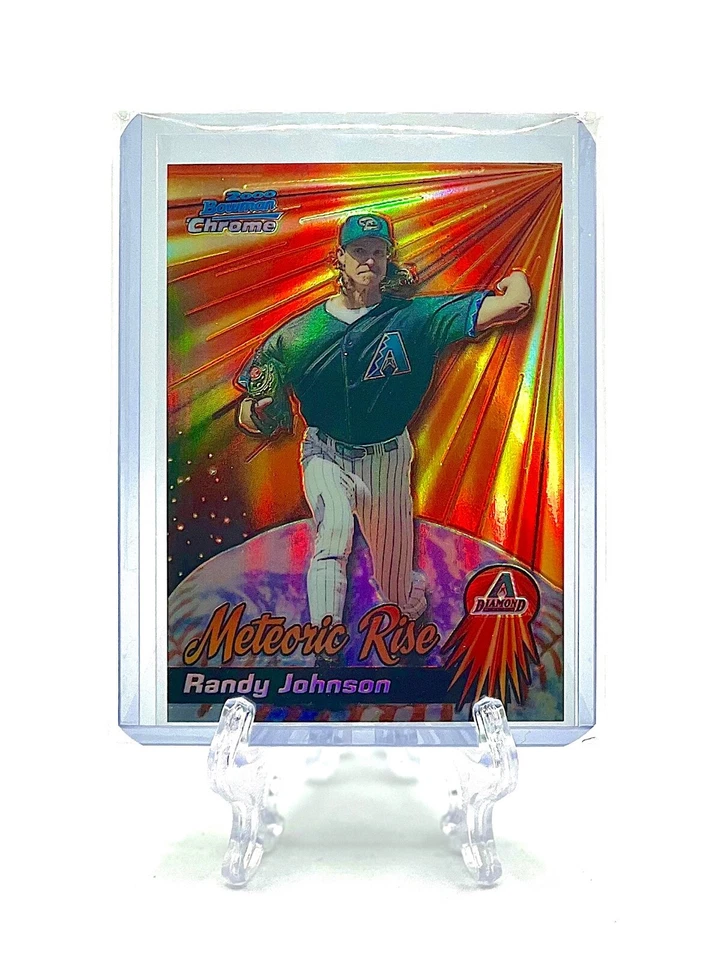 RANDY JOHNSON 2000 Bowman Chrome Baseball #MR10 METEORIC RISE REFRACTOR INSERT - Image 1 of 2