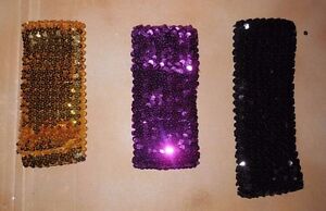 New 8 Row (3 inch wide) Flat Stretch Sequin Headband Various Colors Dance 