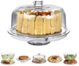 Cake Stand Multifunctional Serving Platter and Cake Plate with Dome (6 Uses) - Picture 1 of 12