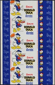 Envoltura de pan vintage DONALD DUCK SUNLITE Walt Disney Lubbock Fort Worth Texas - Imagen 1 de 2