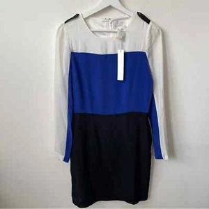 Line & Dot Color Block Silk Dress NWT MEDIUM  - Picture 1 of 11