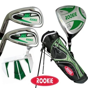 Kids Golf Clubs Childrens Golf Set Left Hand 5Pce Green 7-10yrs Golf Stand Bag - Picture 1 of 6
