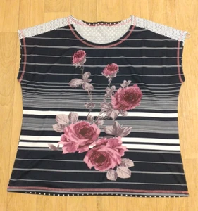 Unbranded Striped Polka Dot & Floral T Shirt Size L - Picture 1 of 2