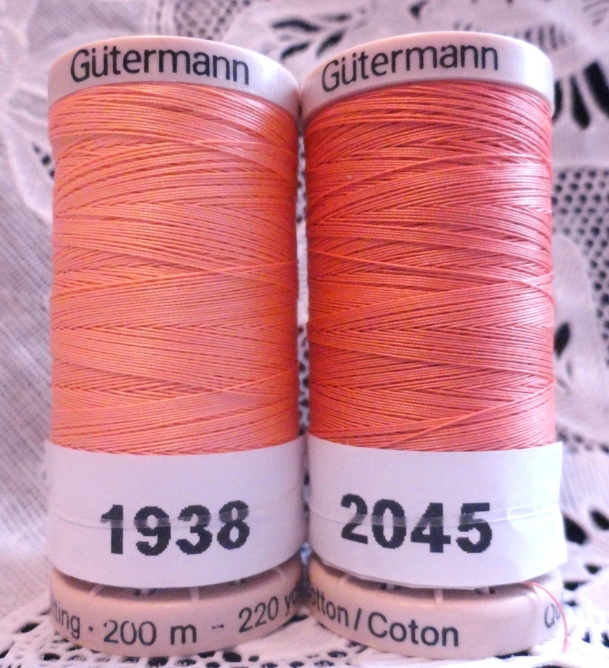 2 peach GUTERMANN 100% cotton hand thread for Quilting 220 yard Spools - Image 1 of 1
