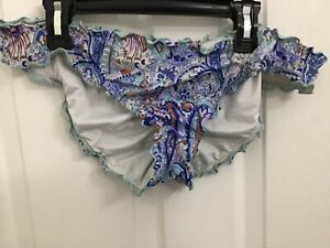 Victoria's Secret Women's Paisley "The Ruffle Cheeky" Bathing Suit Bottom L