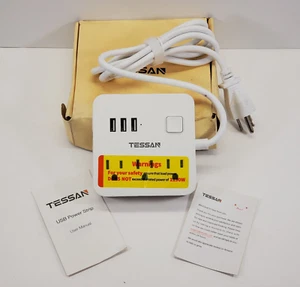 Tira de alimentación TESSAN con 3 tomas de CA y puertos de carga USB cable de 5' NOB - Imagen 1 de 5