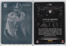 2013 Panini Black Printing Plate Cyan 1/1 Justin Brown #150 Rookie RC
