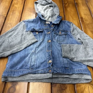 Lei Sweatshirt Long Sleeve Hooded Jean Jacket Juniors XXL Blue Gray Button Up - Picture 1 of 13