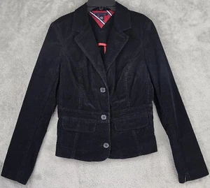 Tommy Hilfiger Jacket Womens Size 6 Black Corduroy Preppy Button Up Long Sleeve - Picture 1 of 14