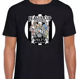 Newcastle League Cup Winners 2025 Black Adult T-Shirt Design 1 S-2XL Toon Army - Picture 1 of 3