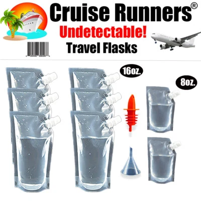 CRUISE RUNNERS RUM RUNNERS Cruise Ship Flask Kit Sneak Alcohol Rum Runners Liquor Smuggle Booze Bag Plastic