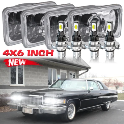 For Cadillac Fleetwood/DeVille 1975-1986 4pcs 4x6"inch Led Headlights Hi/Lo Beam Foto 1 de 4