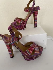 Pink Steve Madden P-Raimi Sandals Size 7.5 M Multi-colored w/ankle strap Nobox - Picture 1 of 7