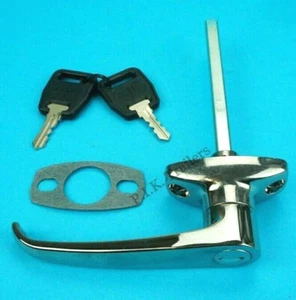 Cerradura de puerta con mango L cromado y 2 llaves para remolque de catering y caravana caja de caballos - Imagen 1 de 1