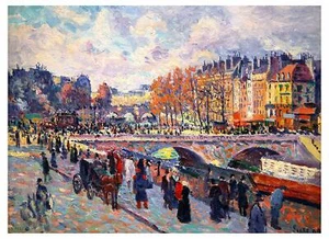 France Paris Quay Seine Autumn Tile Mural Kitchen Wall Backsplash Marble Ceramic - Picture 1 of 14