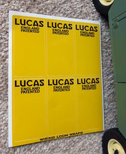 Lucas England Patented Wiring Loom Wrap Label Decals Land Rover Series 1 2 2a 3 - Picture 1 of 1