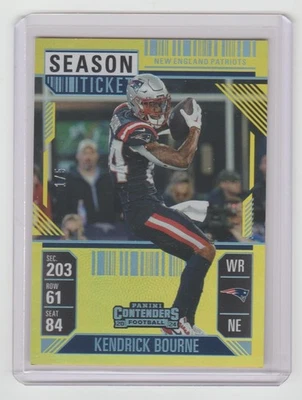 KENDRICK BOURNE 2024 Panini Contenders Season Ticket #69 GOLD Foil SP # 1/5 PATS - Image 1 of 2