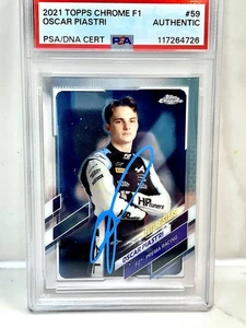 OSCAR PIASTRE FIRMATA 2021 TOPPS CHROME FORMULA 1 ROOKIE CARD RC PSA CERT #2 - Foto 1 di 1