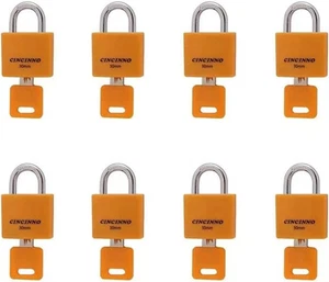 8 Small Aluminum Keyed Alike Padlocks, 30MM Weatherproof for Sheds, Lockers - Picture 1 of 3