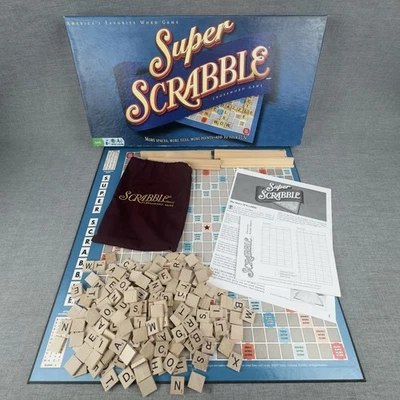 Super Scrabble Crossword Board Game 200 Tiles Complete 2009 Hasbro Winning Moves - Image 1 of 4