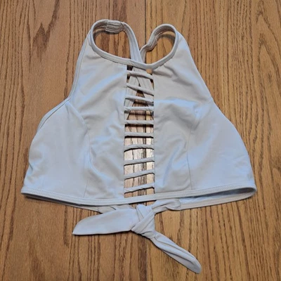 Venus Alluring Cut Out High Neck Bikini Swim Top Size 12 Cream Tie Back - Image 1 of 4