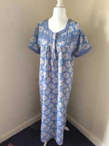 Indian Pure Jyoti Cotton Daisy Blue Meski Kaftan Nighty Xxl New - Picture 1 of 11