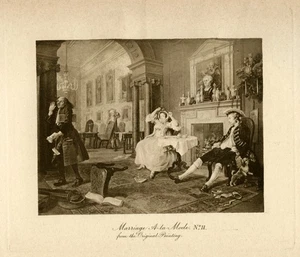 Hogarth MARRIAGE A-LA-MODE 2 Tete a Tete 1891 Vintage Kunstdruck - Bild 1 von 3