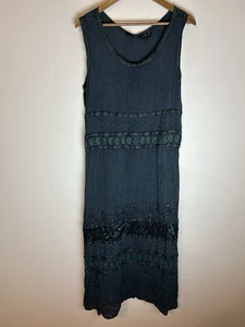 Vintage Maxi Dress XL Whimsigoth Grunge Fairy Vampy Boho Embroidered Velvet - Picture 1 of 5