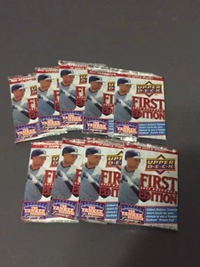 2008 Upper Deck Baseball First Edition Sealed Pack 10 Card Jeter Wrapper 9 Packs - Picture 1 of 2