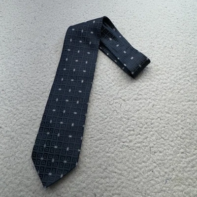 Corbata Ermenegildo Zegna Para Hombre Azul Marino Seda Patrón Geométrico Hecha en Italia Formal Foto 1 de 4