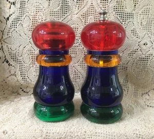Vintage Olde Thompson Salzstreuer Pfeffermühle Sonnenuntergang Fiesta Regenbogen Acryl Set - Bild 1 von 4