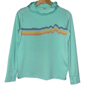 Patagonia Kids' Size L 12 Seafoam Green Mountain Capilene Silkweight UPF Hoody - Picture 1 of 6