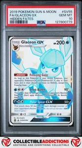 Pokémon Sun & Moon Hidden Fates 2019 #SV55 Glaceon GX Hidden Fates PSA 10 - Imagen 1 de 2
