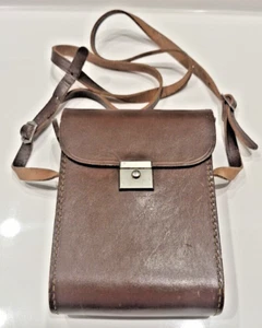 Leder Kameratasche Tasche braun mit zwei Schnallen Schultergurt Vintage selten - Bild 1 von 5