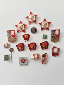 Vintage USSR Soviet Russian Propaganda Lenin Communism Komsomol Pin Badge Set 18 - Picture 1 of 5
