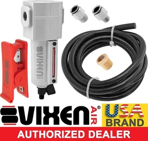 3/8" NPT ALUMINUM WATER TRAP FOR COMPRESSORS WITH 3/8" OR 1/4"FITTING KIT SILVER - Picture 1 of 7