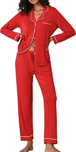 Ekouaer Pajamas Women'S Long Sleeve Sleepwear Soft Button down Loungewear Pjs Lo - Picture 1 of 12