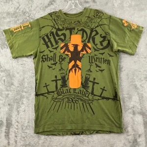 Blac Label Revenge Cross T-Shirt Mens L Green Distressed Short Sleeve Embroidery - Picture 1 of 10