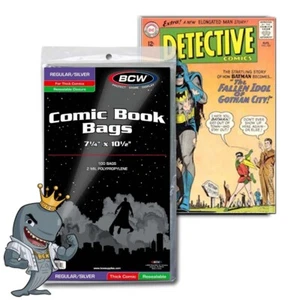 Bolsas de cómics BCW plateadas/regulares resellables y gruesas paquete de 100 quilates ENVÍO GRATUITO - Imagen 1 de 1