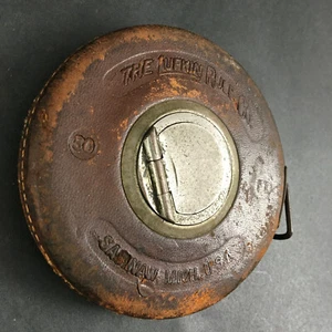 Lufkin Rule Co zuverlässiges Stahlmaßband ca. 50er Jahre Leder gebunden genäht  - Bild 1 von 12
