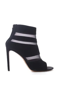 Botas De Tobillo Abiertas De Ante Con Panel De Malla / Negro / PVP: £695 - Imagen 1 de 5