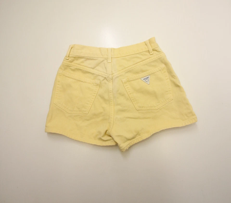 Pantalones Cortos De Colección Guess Para Mujer 27 Cintura 26" Amarillo Denim Jean Cintura Alta Años 90 Foto 1 de 4