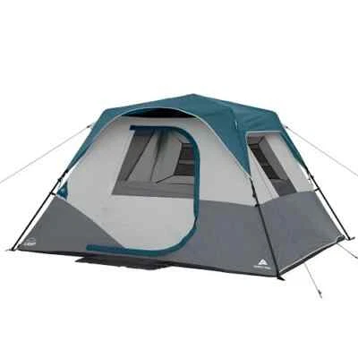 Ozark Trail WMT-100966L2 6-Person Instant Cabin Tent with LED Light, Blue and