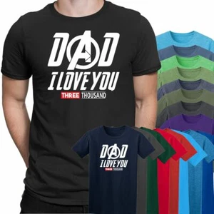 Dad I Love You 3000 Times Mens T-shirt Fathers Day Gift Movie Inspired Tee Stark - Picture 1 of 29