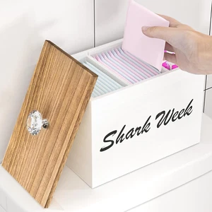 Tampon Holder for Bathroom, Wood Feminine Product Organizer, Bathroom White - Picture 1 of 6